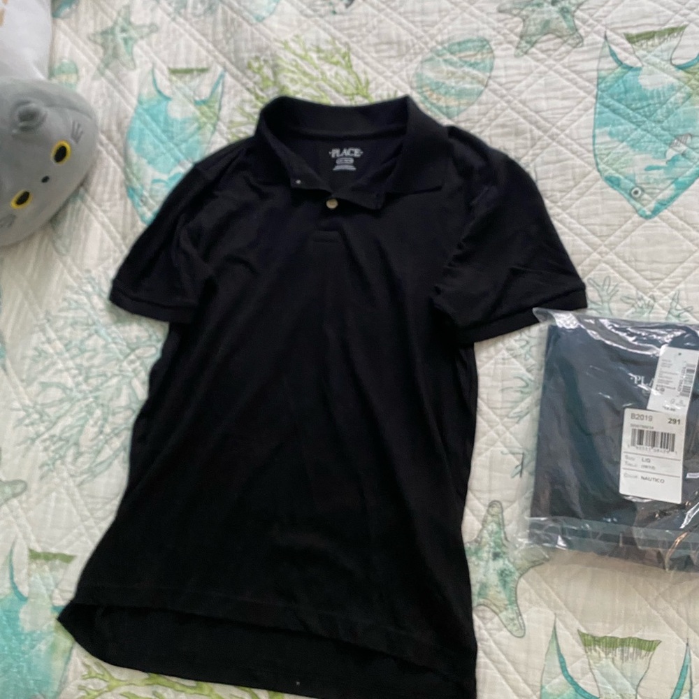 2 L size 10-12 Children's Place polos with light aqua shorts embroidered shorts - Picture 2 of 5